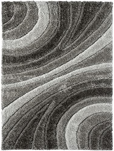 LUXE WEAVERS Lantanas Collection 7070 Grey 5x7 Modern Shag Geometric Area Rug