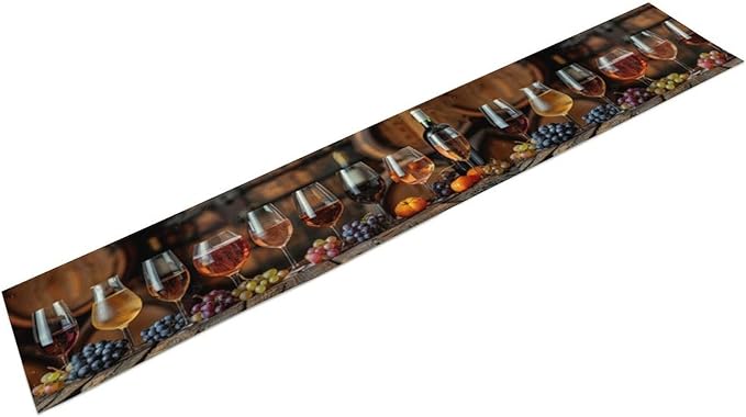 Red Wine Themed Retro Table Runner, Table Dresser Runner, Kitchen Dining Table Runners for Indoor Outdoor Holiday Decor 13x90 in