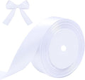 White Ribbon for Gift Wrapping, 1 inch Polyester Satin Hair Ribbon for Flower Bouquet, Weeding Decoration, Baby Shower, Crafts Bows Fabric Christmas Ribbons 25 Yards