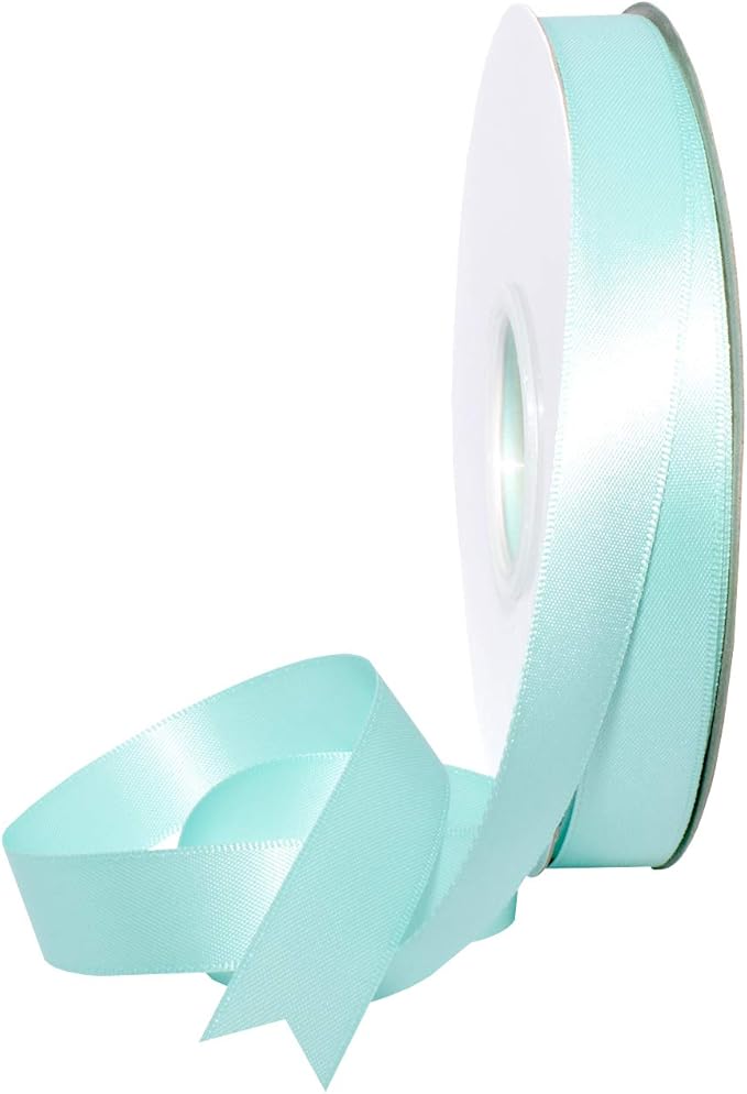 Morex Ribbon Double Face Satin Ribbon 3/8" X 50 YD Blue Mist Ribbon for Gift Wrapping, Birthday Gift Cards, Satin Dress for Women, Silk Ribbons for Crafts, Wedding Gifts for Couple