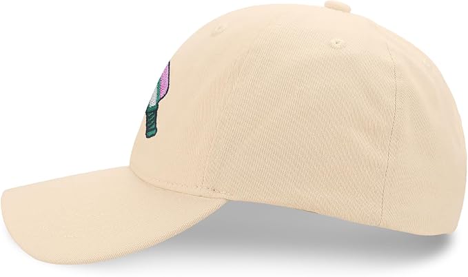 Pickleball Hat for Women Men, Adjustable Embroidered Cotton Smiley Face Washed and Distressed Baseball Cap Pink