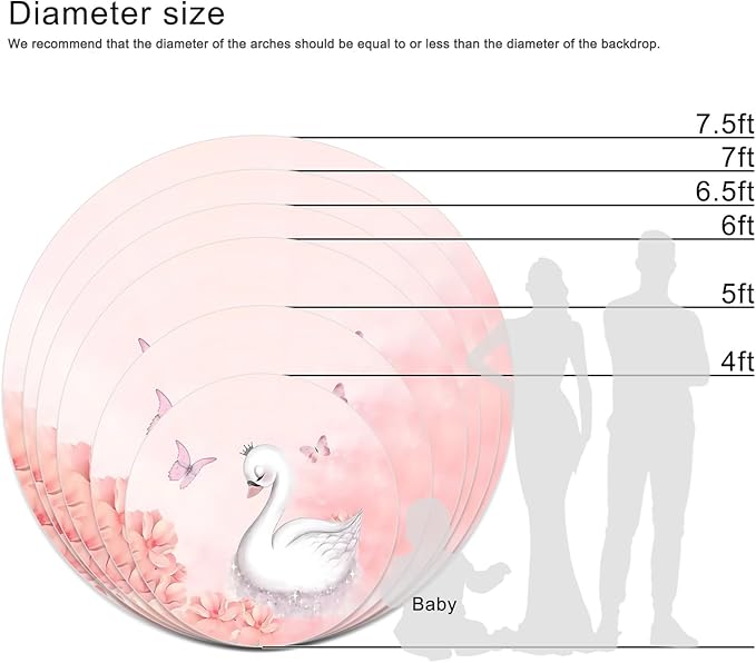 AOFOTO Swan Round Backdrop Pink Floral Butterfly Print Photography Background for Baby Shower Women Newborn Girls Birthday Party Banner Home Wall Decor Photo Studio Booth Props 4x4ft
