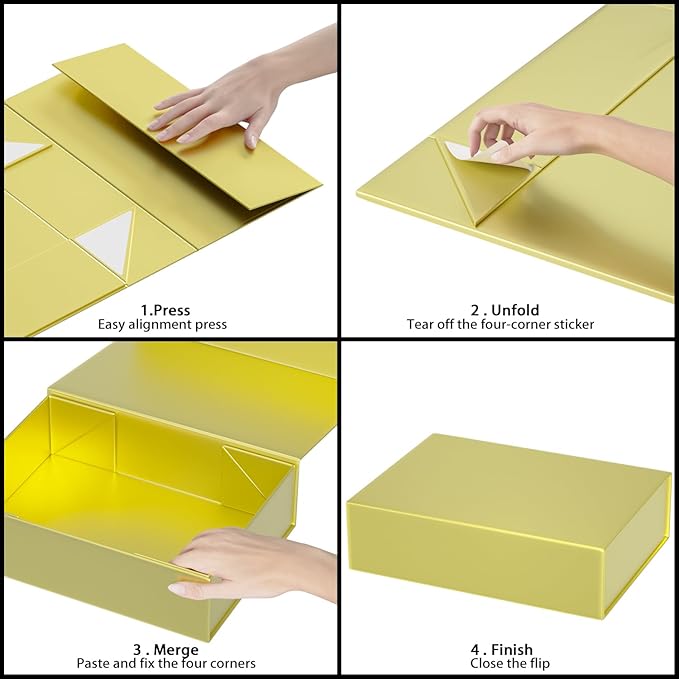 Gold Gift Boxes 11.9" x 8.5" x 3.3" with Magnetic Closure Lid Gift Box for Presents,Bridesmaid Gifts Boxe,Cute Boxes,Birthday Gift Box,Luxury for Gift Packaging, Magnetic Gift Boxe for Wrapping Gifts