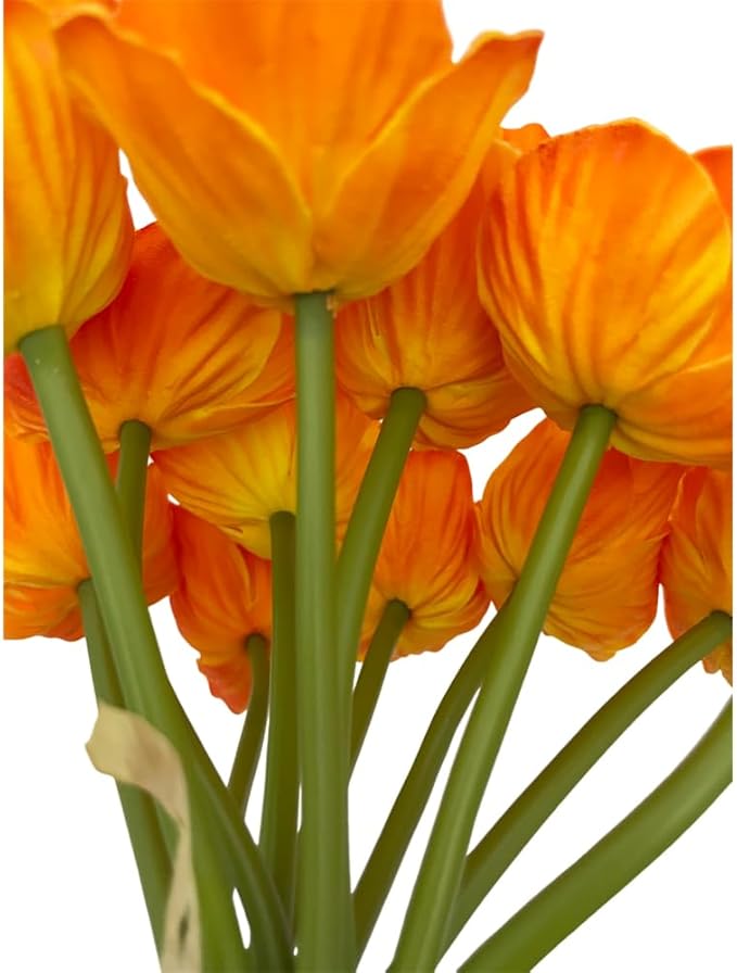 14Pcs Real Touch Anemone Poppy Bouquet for Artificial Flower Decor Kitchen Table Centerpiece Vase Home Greenery Wedding Holding Flowers Backdrop Arch Wall (Orange)