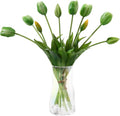 Fake Tulips Artificial Flowers Real Touch Latex Faux Tulips Fake Flowers Bouquet for Table Home Decor Party Wedding Garden Decoration (10pc Green)