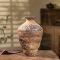 Vintage Rustic Ceramic Vase, 9.8" Tall Textured Pottery Flower Vase for Home Decor, Handmade Terracotta Wabi Sabi Decorative Vase for Living Room, Bedroom, Bathroom Centerpiece