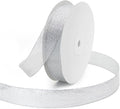 KMER LIFE 1 inch x 50 Yards Glitter Silvery Ribbon, Sparkly Metallic Fabric Ribbons for Gifts Wrapping, Sewing, Party Decoration and DIY Crafts