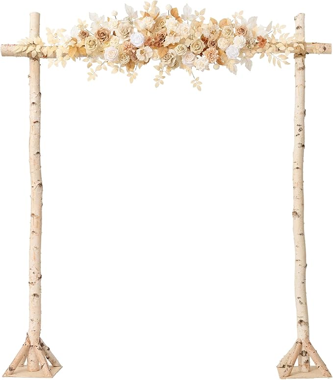 Ling's moment Wedding Arch Flowers - 6.5FT Floral Garland for Ceremony Arbor Backdrop Decoration - Artificial Rose Floral Swag for Sweetheart Table Birthday Party, Baby Shower, Beige Brown