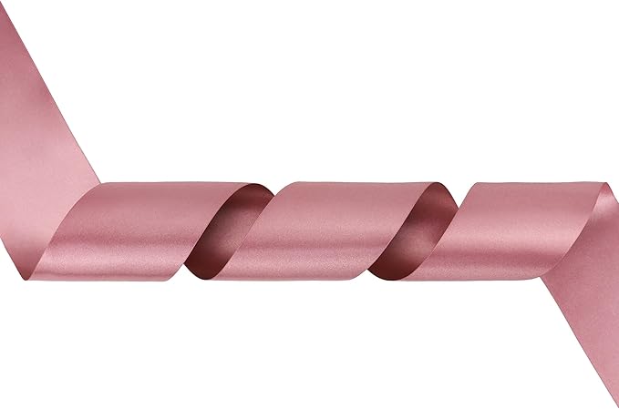 MEEDEE Mauve Satin 3 Inch Ribbon Lux Double Faced Satin Ribbon by 10 Yards Pink Silk Ribbons Rosy Mauve Wide Ribbons for Crafts, Christmas Tree Decoration, Flower Bouquet, Weddings