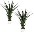 Set of 2 Artificial Agave Plants 39.4 Inch, Realistic Faux Spiked Agave Trees with Lifelike Leaves and Moss in White Pots, Indoor Outdoor Floor Plants for Home Office Patio Porch Decor(2pcs-3.2ft)
