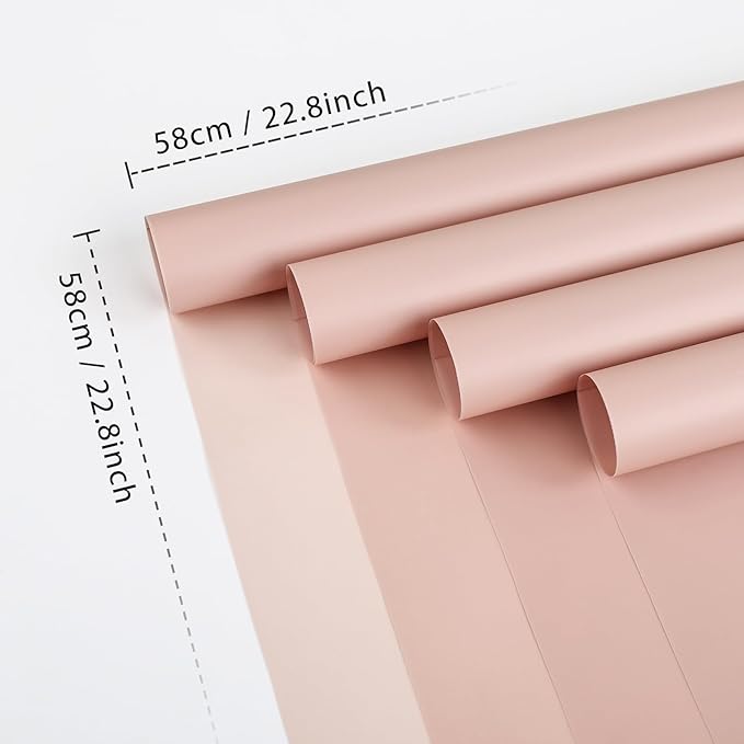 NESCCI 20 Sheet Flower Wrapping Paper - Waterproof Floral Bouquet Wrapping Paper, Florist Supplies Packaging Paper for Wedding Birthday Gift DIY (Lotus Pink)