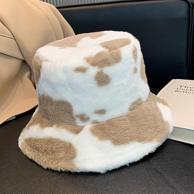 Winter Soft Faux Fur Plush Bucket Hat, Lovely Fisherman Cap, Fashion Outdoor Thick Warm Sun Cap for Women