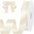 Ivory Satin Ribbon 1 inch 60 Yards Double Faced Cream Ribbon for Crafts Hair Bows Gift Wrapping Home Decor Wedding Invitation Christmas Decorations