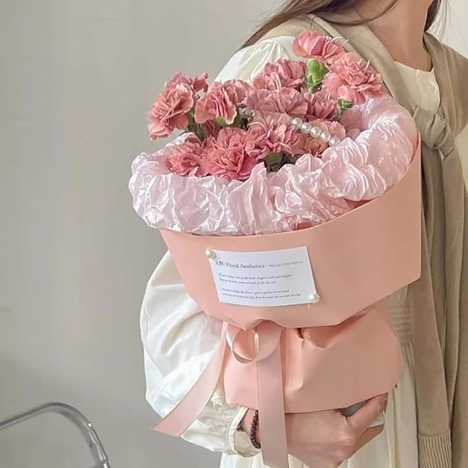 kraft Paper to Wrap Flowers, Light Yellow Korean Wrapping Paper Bouquet Wrap, Floral Wrapping Paper for Bouquets,Flower Shop Florist Supplies Wedding 23.23 x 288 inches (Color 24 (Cotton Candy))
