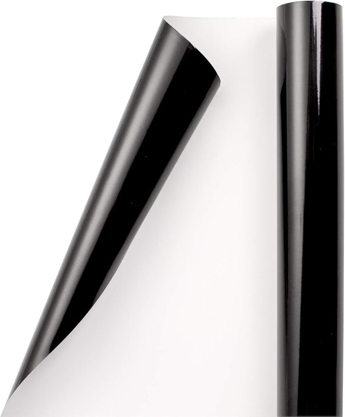 RUSPEPA Black Metallic Wrapping Paper - Solid Color Paper Perfect for Wedding, Birthday, Christmas, Baby Shower - 17 Inches X 32.8 Feet