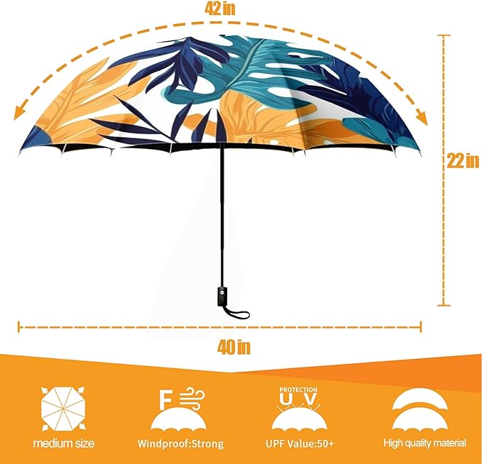 Small Compact Travel Automatic Folding Umbrella for Women, Portable Lightweight, Rain, Wind, UV Sun Shade