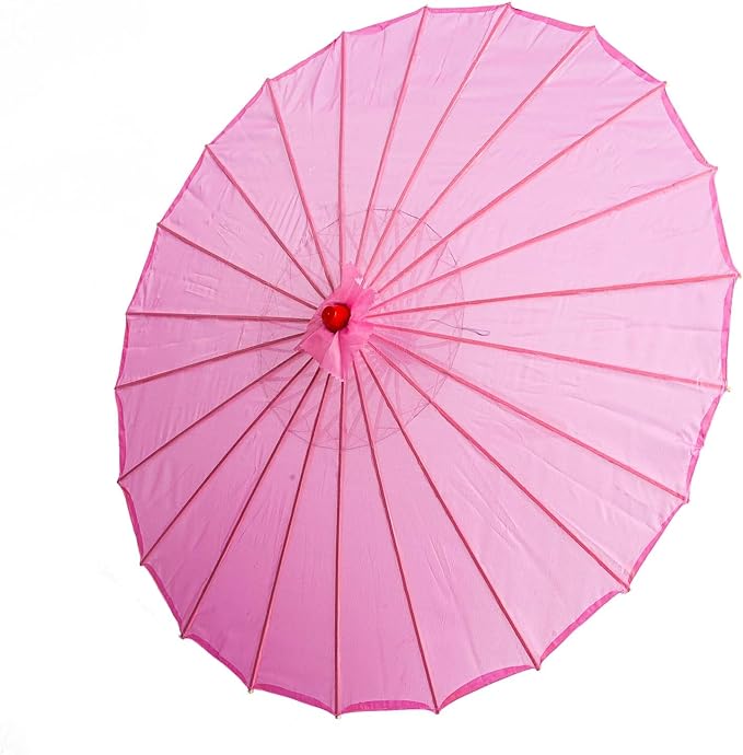 THY COLLECTIBLES 33" Japanese Chinese Umbrella Parasol for Wedding Parties, Photography, Costumes, Cosplay, Decoration and Other Events - Solid Color (Pink)