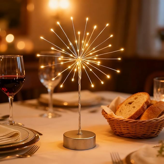 Nest and Flowers Table Lights, Firework LED Decorative Lamp, Christmas Decoration for Party, Romantic Ambient Lighting for Bedroom Living Room, Indoor Decor Gift for Family & Friends(5PCS,White light)
