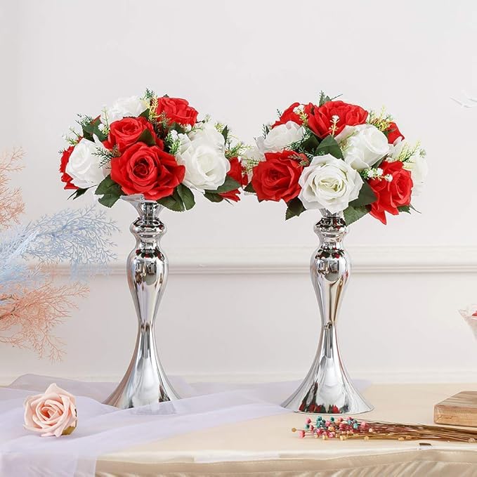 Sziqiqi Pack of 10 Fake Flower, Silk Rose Flowers, Suit for Wedding/Party Centerpiece Road Lead Flower Rack Decorations, 10 Pieces