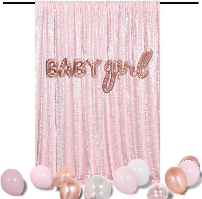 Pink Sequin Backdrop 10FTx10FT 1 Panel Sequin Wall Backdrop Curtain Glitter Background Drapes for Photography Weddings Showers Parties Birthday Easter Valentine's Day