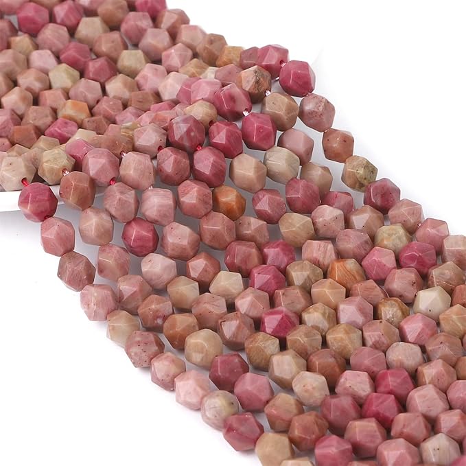 Faceted Natural Red Wood Marble Stone Round Beads 8mm 36cm/Strand for Jewelry Making