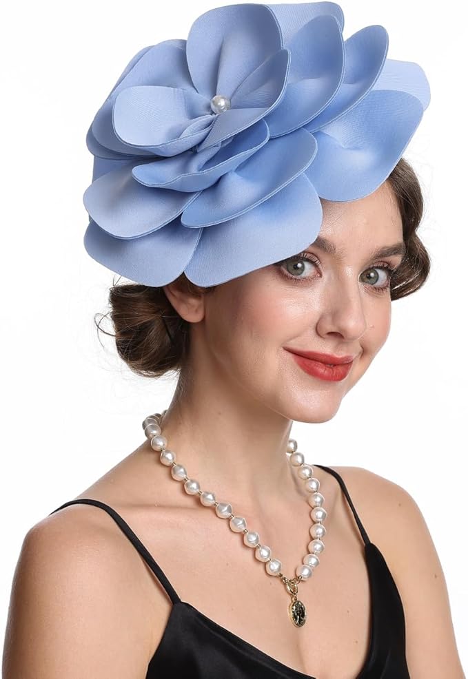 Feather Fascinator for Women - Vintage with Headband and Clip Tea Party Headwear