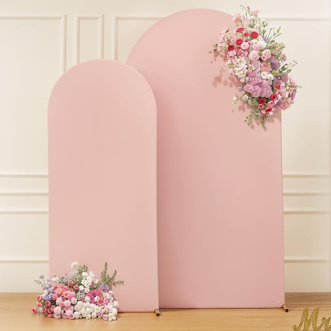 Pink Arch Backdrop Cover Set of 2 Dusty Pink Arch Cover 7.2 and 6ft Wedding Arch Cover Stretchy Backdrop Bridal Baby Shower Birthday Party Arches Stand Covers Spandex