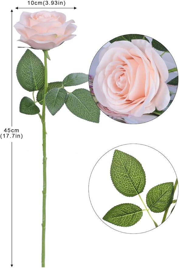 Artificial Rose Flower Artificial Flowers Flower with Long Stem Silk Roses Bouquet for Wedding Bridal Shower Party Home Decoration (Blush, 30 Pcs)