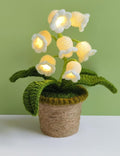 Lily of The Valley Lamp, Crochet Artificial Flower with 7 Little Night Lights, Cute Gifts for Women Wife Girlfriend Birthday Christmas Valentine Mother's Day -Medium
