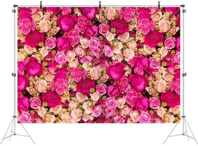 Ticuenicoa 9x6ft Pink Red Rose Flowers Photography Backdrop Valentine's Day Photo Background Baby Shower Wedding Birthday Decoration Bridal Shower Wedding Blossoms Roses Wall Art Photo Booth Props