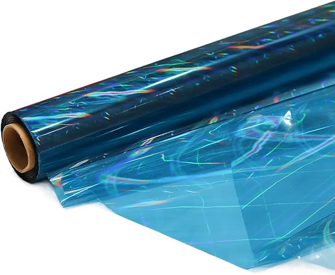 CMFYHM Iridescent Deep Blue Cellophane Wrap Roll I 34 In Wide X 50 Ft Long I Colorful Cello Perfect For Baskets,Gifts, Treats,Birthday Holiday Wedding Floral, Party Arts Crafts Decoration