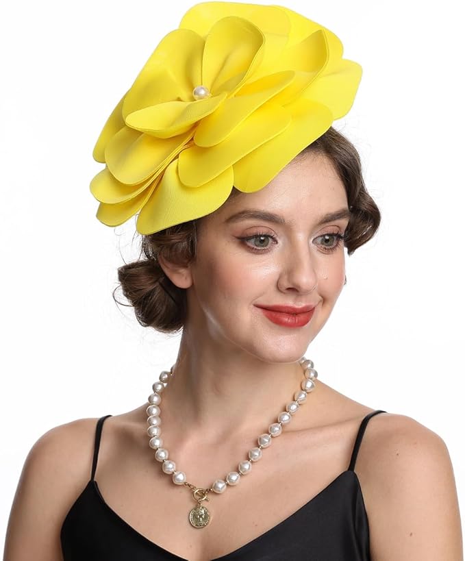 Feather Fascinator for Women - Vintage with Headband and Clip Tea Party Headwear