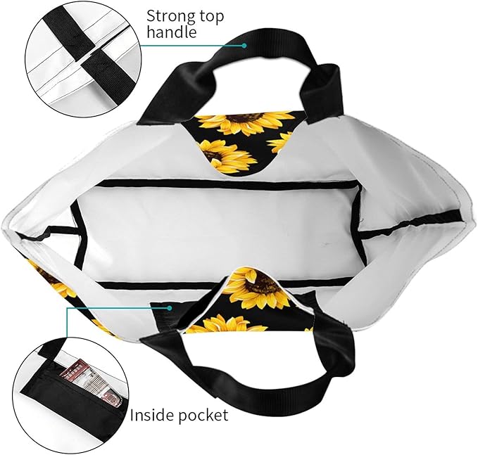 Sunflower Tote Bag For Women, Waterproof Shoulder Bags Big Reusable Grocery Handbag For Shopping Picnic Work Beach