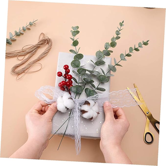 DOITOOL 24pcs Simulated Eucalyptus Leaf Bundle Fake Plant Ornament for DIY Floral Arrangement Realistic Greenery Decoration for Home Office Wedding Centerpieces