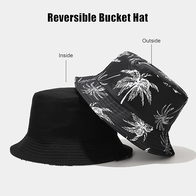 Bucket Hat for Women Men, Cotton Reversible Double Side Wear Sun Hats Beach Fisherman Hat