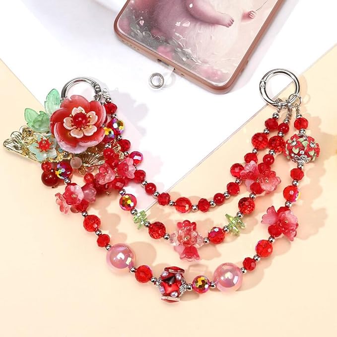 LadayPoa 100pcs Red Glass Bellflower Beads for Jewelry Making - 12mm Diameter, 8mm Height, 1.3mm Hole Diameter - Flower Shaped, Loose Beads - DIY Crafts, Gifts