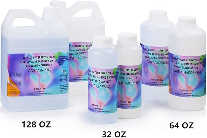 Enova Floral Craft Water and Simulated Fake Water Flower Cast Crystal Epoxy Resin A/B Creates Clear Acrylic Water Simulation for Flower Arrangements (32OZ)