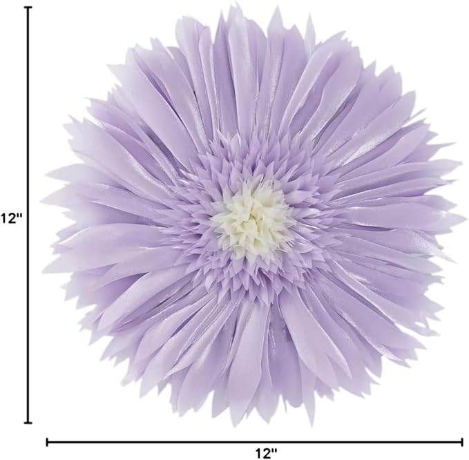 Decorative 3D Flower Round Throw Pillow with Inserts Included Handmade Cute Daisy Accent Pillow Soft Elegant Cushion for Bed Couch Chair Bedroom Living Room Home Decor 12Inch Lavender Purple