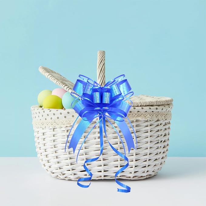 10PCS Iridescent Blue Gift Bow - Perfect Large Pull Bows for Gifts Wrapping, Man Present Decoration Birthdays Holiday and More(6 inches)