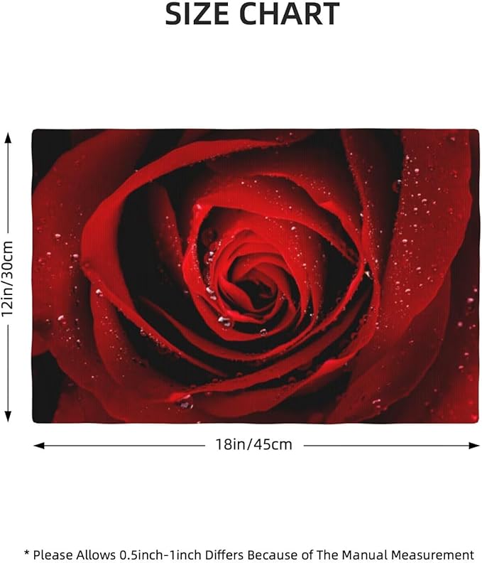 Red Rose Linen Table Placemats Set of 4 Romantic Floral Art Placemat Indoor Outdoor Party Home Desktop Kitchen Dining Room Decoration 12x18 Inch