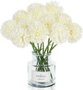 Tinsow 12 Pcs Artificial Flowers Faux Ball Chrysanthemum Bouquet Silk White Flowers Bridal Wedding Bouquet for Home Garden Party Wedding Decoration (White, 12)