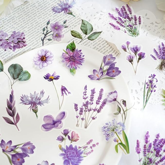 100 Pcs Blue Flower Stickers, Wildflower Stickers for Scrapbooking Junk Journal Card Making Collage Notebook Diary Planner Letter Envelope Water Bottle Phone Case Craft Decoration (Blue)