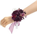 Ling's moment 6pcs Wedding Wrist Corsage Artificial Flowers, Girl/Mother Homecoming Prom Corsages Wristlet Décor, etc. Deep Purple