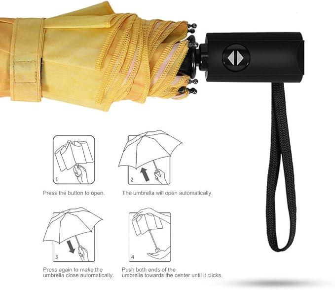YumSur Compact Travel Umbrella - Windproof, Reinforced Canopy, Tested in 60mph Winds, Strong Reinforced Windproof Umbrella, One Touch Auto Open/Close for Men & Women