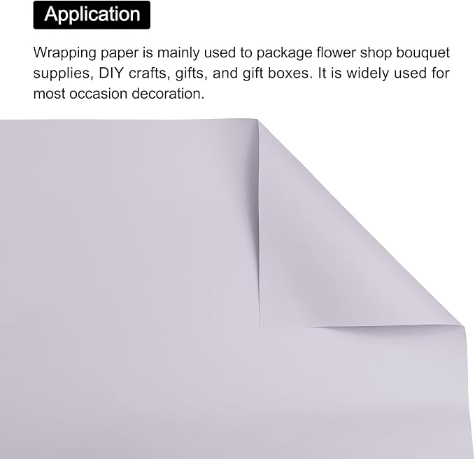 MECCANIXITY Pearlescent Film Flower Wrapping Paper 22.8x22.8 Inch Waterproof for DIY Crafts, Gift/Gift Box Packaging Smoky Purple 20 Pcs