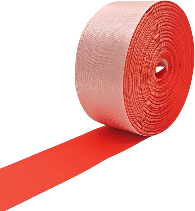 Double Faced Satin Ribbon, 1-1/2 Inch 30 Yards, White & Terracotta Two-Tone Ribbon for Gift Wrapping, Flower Bouquet, Bow, Hair, Wedding, DIY Crafts, Holiday Party Decorations