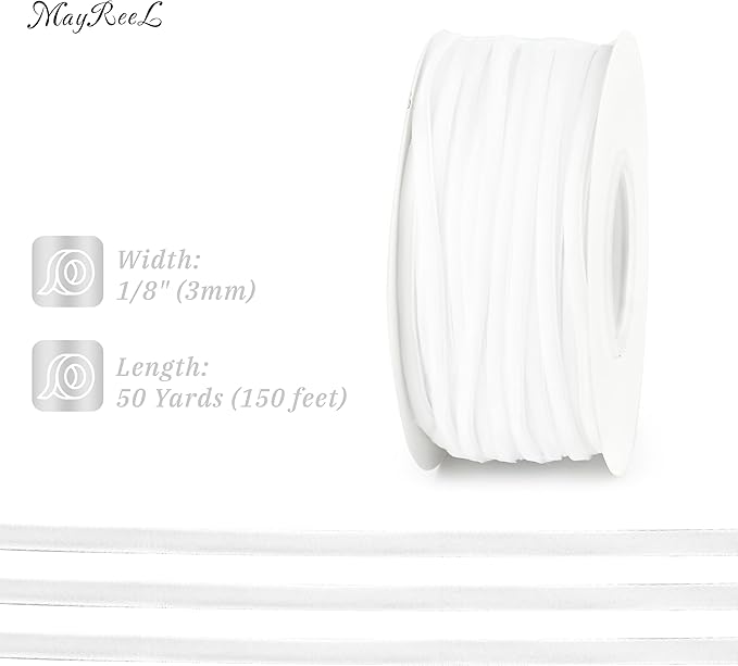MAYREEL 1/8 Inch White Velvet Ribbon Thin Cream Vintage Ribbon for Wedding Bridal Invitations Gift Wrapping Party Favor Boxes 50 Yards