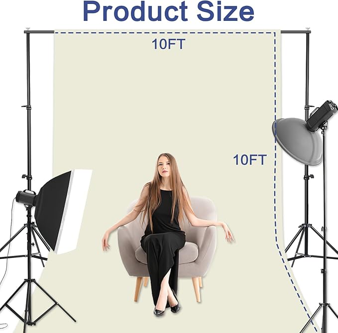 GFCC Ivory Photo Backdrop - 10FTx10FT Background for Photography Photo Booth Backdrop for Photoshoot Video Recording Background Screen Parties Curtain