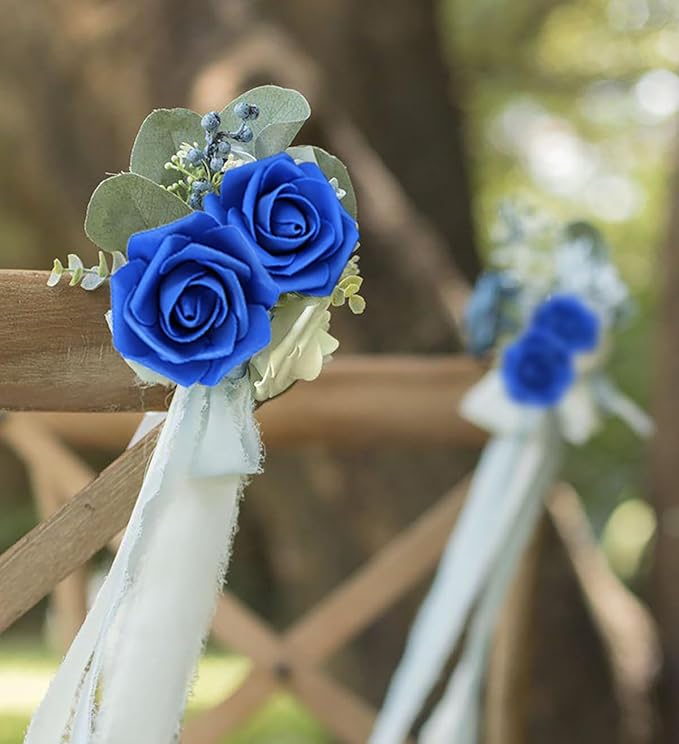 Artificial Rose Flower Heads, 100pcs Royal Blue Fake Roses Artificial Flower Foam Rose for DIY Wedding Bouquets Centerpieces Arrangements Party Baby Shower Home Decor (Stemless, Royal Blue)