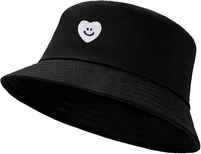 Fashion Embroidered Bucket Hat Cotton Summer Beach Sun Hat for Women Men Teen